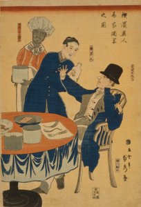 Bankett in einem ausländischen Handelshaus in Yokohama, 1861 von Utagawa Sadahide