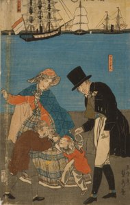 Niederländer machen einen Sonntagsspaziergang in Yokohama, 1871 von Utagawa Sadahide