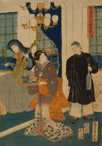 Salon eines ausländischen Handelshauses in Yokohama, 1861 von Utagawa Sadahide