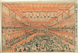 Perspektivbild eines Kabuki-Theaters (Uki-e Kabuki shibai no zu)