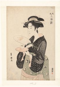 Porträt der Kellnerin Okita (Triptychon eleganter Schönheiten) von Utagawa Toyokuni (I)