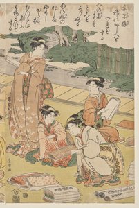 Frauen, die Kleidung machen von Utagawa Toyokuni