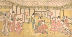 Neujahrsfeier in einem großen Herrenhaus von Utagawa Toyokuni I
