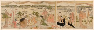 Vortrag auf einer Veranda mit Blick auf den Sumida-Fluss von Utagawa Toyokuni I