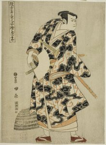 Tachibanaya: Ichikawa Yaozo III als Fuwa Banzaemon, aus der Serie "Porträts von Schauspielern auf der Bühne (Yakusha butai no sugata-e)" von Utagawa Toyokuni I