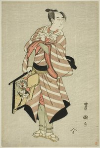 Der Schauspieler Sawamura Sojuro III als Packpferd-Mann Muchizo im Stück "Miyamairi Musubi no Kamigaki," aufgeführt im Kiri-Theater im elften Monat, 1797 von Utagawa Toyokuni I