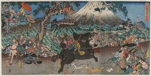 Bild von Minamoto no Yoritomos Jagd an den Hängen des Fuji von Utagawa Yoshifuji