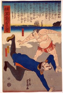 Sumo-Ringer wirft einen Ausländer