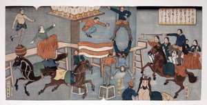 Ausländischer Zirkus in Yokohama, veröffentlicht 1864