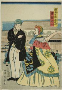 Franzosen in Miyozakimachi, aus der Serie "Berühmte Orte in Yokohama"