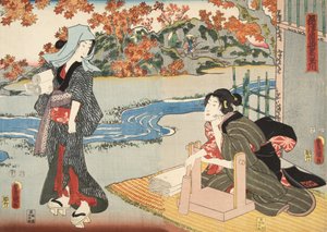 Szene aus Genji Monogatari (Erzählung von Genji) von Murasaki Shibuku (geb. 978) ca. 1860 von Utagawa and Toyokuni Kuniyoshi