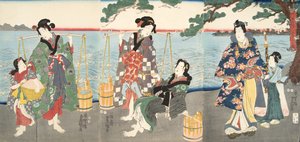 Szene aus Genji Monogatari (Erzählung von Genji) von Murasaki Shibuku (geb. 978) ca. 1860 von Utagawa and Toyokuni Kuniyoshi