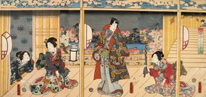 Szene aus Genji Monogatari (Erzählung von Genji) von Murasaki Shibuku (geb. 978) ca. 1860 von Utagawa and Toyokuni Kuniyoshi