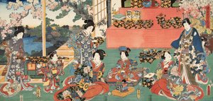 Szene aus Genji Monogatari (Erzählung von Genji) von Murasaki Shibuku (geb. 978) ca. 1860 von Utagawa and Toyokuni Kuniyoshi