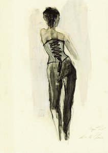 Elegante Korsettskizze von Ute Rathmann