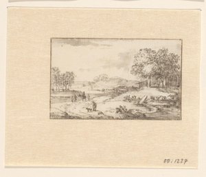 Landschaft mit Reiter auf einem Sandweg von Valentijn (possibly)