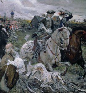 Peter II (1715-30) und die Zarewna Elisabeth (1709-62) auf der Jagd, 1900 von Valentin Aleksandrovich Serov