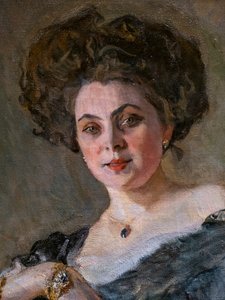 Porträt von Evdokiya Sergeevna Morozova (Detail) von Valentin Aleksandrovich Serov