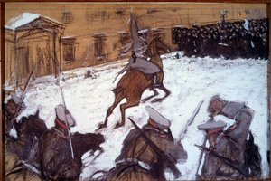 Blutiger Sonntag in St. Petersburg: Militärische Repression während der Demonstrationen von 1905 in St. Petersburg von Valentin Aleksandrovich Serov