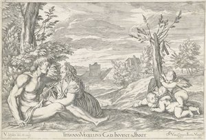 Liebespaar in einer Landschaft von Valentin Lefebvre