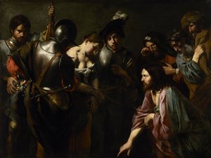 Christus und die Ehebrecherin von Valentin de Boulogne
