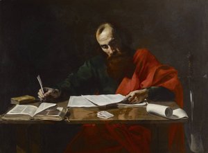 Der heilige Paulus schreibt seine Briefe