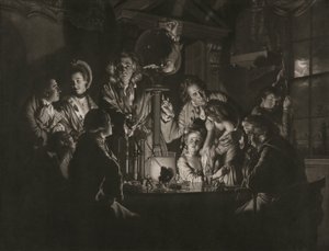 Ein Philosoph zeigt ein Experiment mit der Luftpumpe