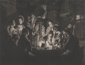 Ein Philosoph zeigt ein Experiment mit der Luftpumpe