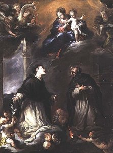 Madonna und Kind erscheinen zwei Dominikanerheiligen von Valerio (circle of) Castello