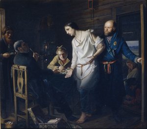 Kommissar der Landpolizei untersucht, 1857 von Vasili Grigorevich Perov