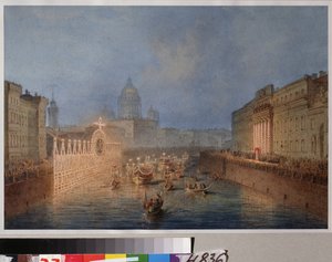 Beleuchtung des Flusses Moika in Sankt Petersburg