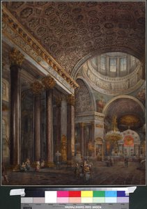 Innenansicht der Kasaner Kathedrale in St. Petersburg, von Vasily Semyonovich Sadovnikov (1800-1879) von Vasili Semenovich Sadovnikov