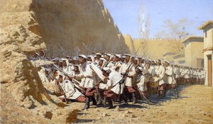An den Festungsmauern. Lasst sie herein!, 1871 von Vasili Vasilyevich Vereshchagin