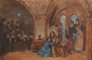Bühnenbild für die Oper Boris Godunov von M. Mussorgsky von Vasilij Dmitrievich Polenov