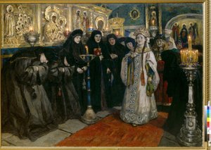 Die Großherzogin besucht ein Kloster von Vasilij Ivanovic Surikov