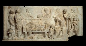 Begräbnis-Relief aus Marmor, Zeremonie in Venedig Anfang des 16. Jahrhunderts