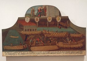 Schild der Zunft der Schiffszimmerei im Arsenale von Venedig