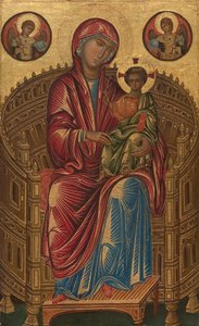 Madonna und Kind auf einem gebogenen Thron von Veneto-Byzantine School