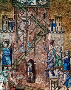 Byzantinische Architektur: Der Bau des Turms von Babel von Veneto Byzantine School