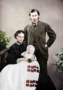 Der Prinz und die Prinzessin von Wales mit dem Säugling Prinz Albert Victor, 1864