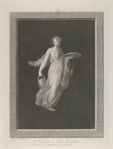 Eine teilweise nackte Bacchantin hält eine Scheibe in ihrer erhobenen linken Hand und einen Eimer, ca. 1795-1820 von Vicenzo Feoli