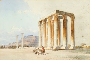 Tempel des Zeus mit Akropolis, Parthenon, Athen