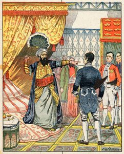Der Dey von Algier, Hussein ibn El Hussein schlägt den französischen Botschafter M. Deval mit einem Fächer von Victor Armand Poirson
