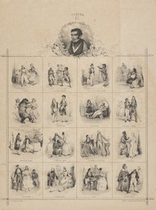 Augustin-Eugène Scribe mit Charakteren, 19. Jahrhundert von Victor Adam