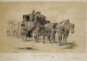 Fiaker genannte Wagen - Lithographie von Adam, ca. 1840 von Victor Adam