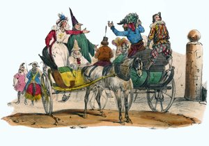Les Mascarades du carnival. In Album Grotesque, Auswahl herausragender Typen, Illustrationen von Victor Adam, Paris, um 1850 von Victor Adam
