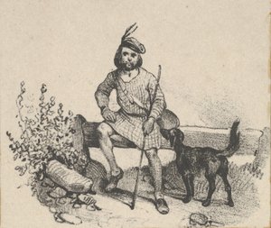 Mann sitzt mit einem Hund