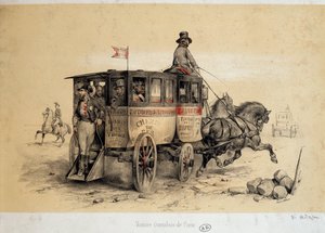 Pariser Omnibuswagen - Lithografie von Adam, ca. 1840 von Victor Adam