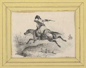 Soldat auf galoppierendem Pferd
