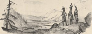 Drei Soldaten in einer Landschaft, Mitte des 19. Jahrhunderts von Victor Adam